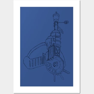 Zombie Ray Gun Blueprint on Royal Blue Posters and Art